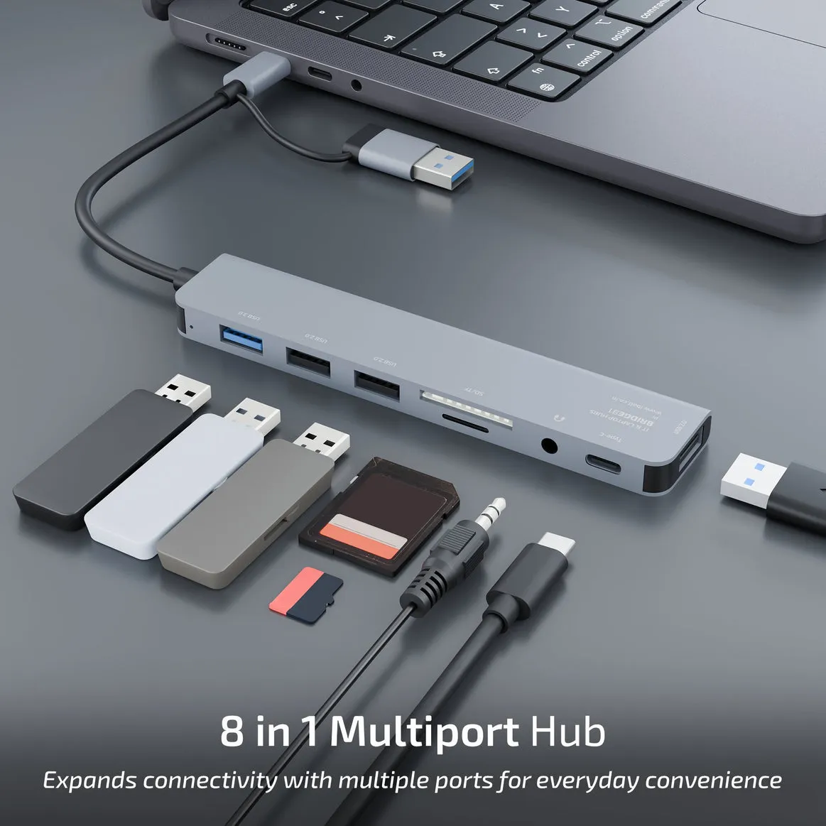 Iball Type-C+USB to USB Hub 8 in 1 (Aux | USB 3.0 | Type-C | SD Card) view 3
